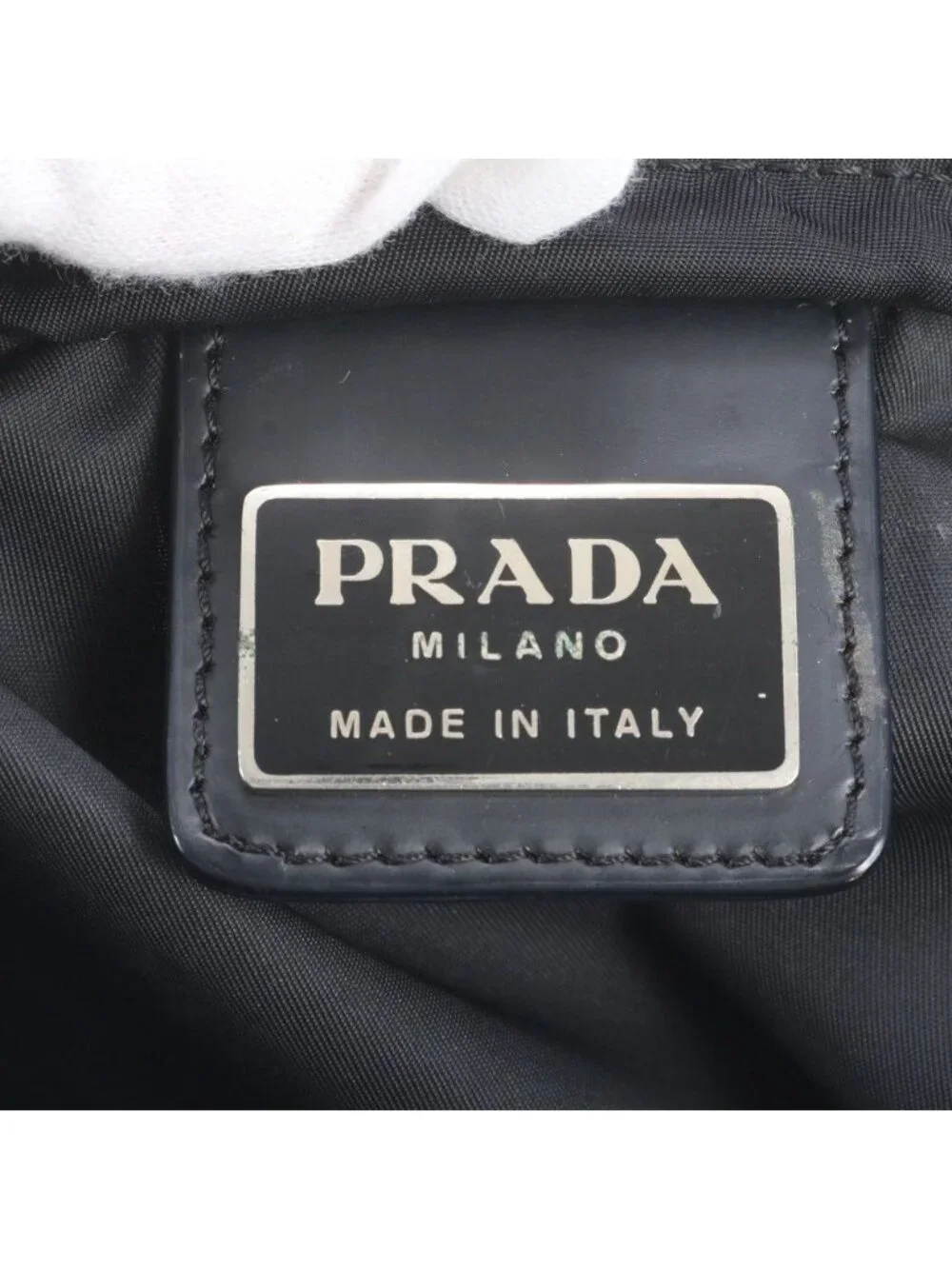 Prada Tessuto Nylon Triangle Logo Leather Shoulder Bag Crossbody Messenger Black